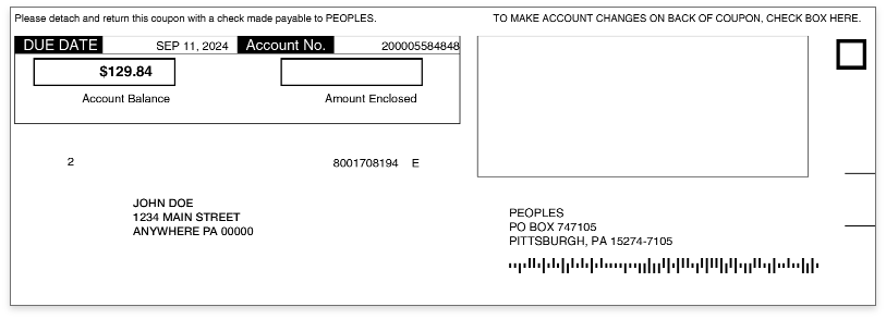 Detail of the remittance section of a Peoples Gas bill